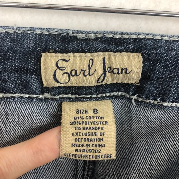 Earl Jean Women's Size 8 Dark Wash Blue Denim Embellished Skinny Jeans - Picture 10 of 11